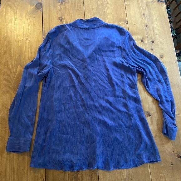 Soft Surroundings Roxanna Iris VNeck Cupro Blouse Sz Large Purple Silky Crinkle - Picture 9 of 10